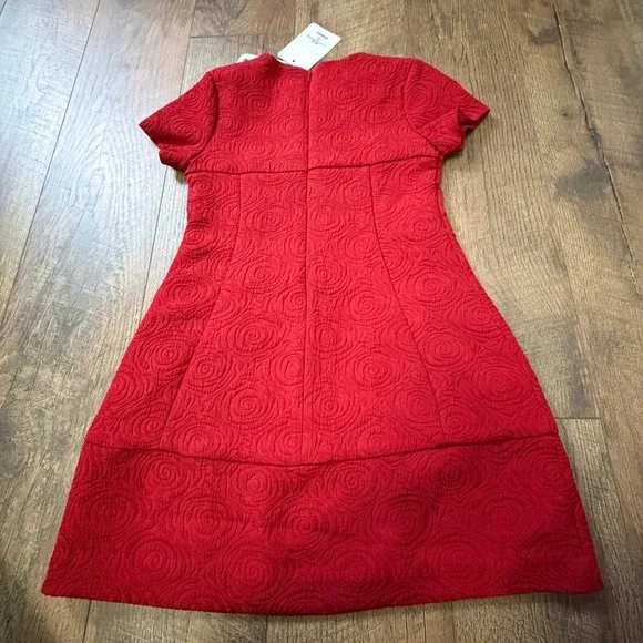 NEW Mayoral Girls Red Jacquard Rose Dress Short Sleeve SZ 8 - Picture 2 of 11